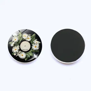 Floral vinyl record crystal glass fridge magnet soft magnetic sticker for decor 30mm