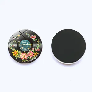 Vintage vinyl record floral crystal glass refrigerator magnet home decor 30mm detail view