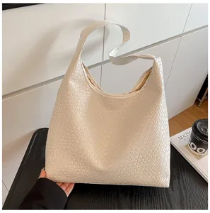 Fashionable commuting minimalist woven shoulder bag, chic large capacity hobo tote bag