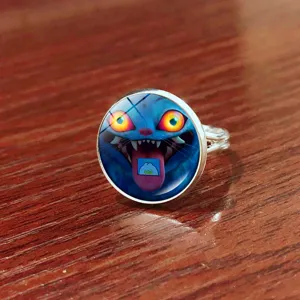 Cartoon Monster Pattern Adjustable Open Ring Cute Anime Style Finger Jewelry Gift Top