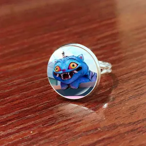 Adjustable metal ring featuring a cute cartoon monster design, perfect as a fashion accessory.