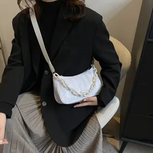 Women's Fashion Quilted Chain Shoulder Bag Oxford Cloth Crossbody Bag Casual Daily Handbag