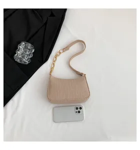 Borsa a spalla in feltro con struttura in pietra per donne, borsa casual elegante.