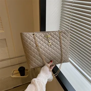 Damen PU Leder Tragetasche Gesteppte Kette Umhängetasche Urban Minimalistisch Pendeln Handtasche Tägliche Casual Unterarmtasche