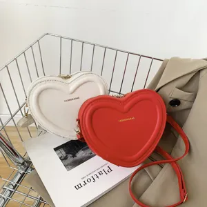 Sweet heart-shaped crossbody shoulder bag for women, cute fashion PU leather bag
