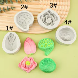 Molde de silicona de loto para fondant chocolate pastel decoracion horneado hoja DIY