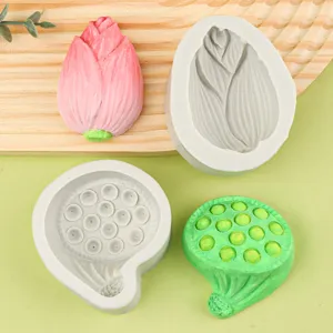 Molde de silicona flor de loto fondant pastel decoración herramienta chocolate horneado
