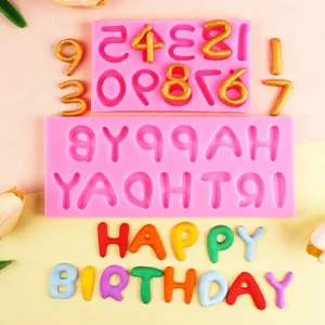 Silicone Buon Compleanno Lettera Numero Stampo per Torte Fondente Cioccolato Cottura Decorazione Strumento DIY Rettangolo Stampo