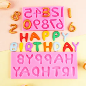 Stampo in silicone per lettere e numeri Happy Birthday torta DIY dettaglio vista
