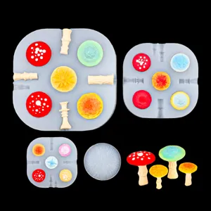 Mini 3D mushroom silicone mold for DIY clay craft, miniature landscape making tools.