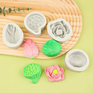 Set de moldes de silicona de loto para decoración de pasteles de fondant, chocolate y repostería.