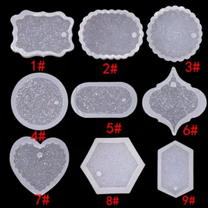 Moules en Résine de Silicone Pour La Fabrication de Bijoux Moules de Pendentif Texture Diamant Forme Ronde Ovale Coeur Moules de Bricolage
