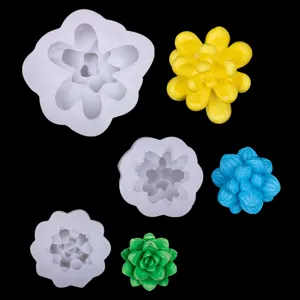 Set di stampi in silicone per piante succulente 3D per decorazione torte e candele fai da te.