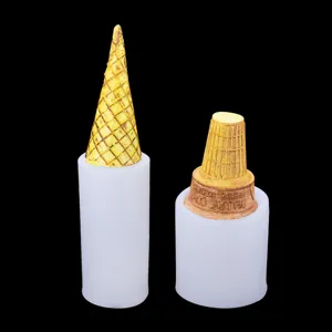 Detail view of the ice cream cone silicone mold, showing realistic waffle texture.