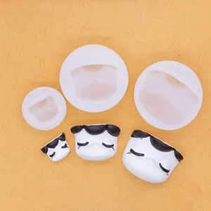 Silicone face mold for polymer clay resin casting, miniature doll head crafting tool detail view