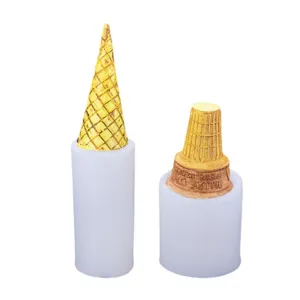 Silicone ice cream cone mold for scented candles, cake decoration, plaster and clay.
