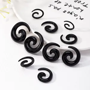 Acrylic Spiral Snail Ear Tapers Black Punk Body Piercing Jewelry Stretching Gauges Expander For Men Women