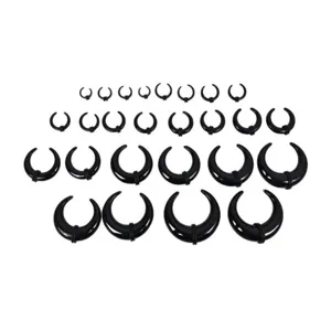Black acrylic ear expansion taper kit with o-rings body piercing stretch jewelry set