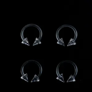 Clear acrylic horseshoe body piercing rings set, transparent retainers for lip septum ear.