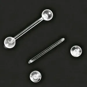 Transparent acrylic tongue ring barbell clear body piercing jewelry set for daily wear