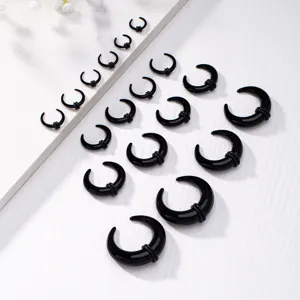 Black horn ear stretchers tapers U shape expanders piercing jewelry set with o rings