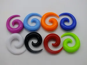 Acrylic spiral ear tapers set, colorful ear stretchers for body piercing and fashion wear.