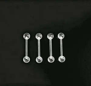 Transparent acrylic barbell tongue rings body piercing jewelry set clear retainers 4pcs
