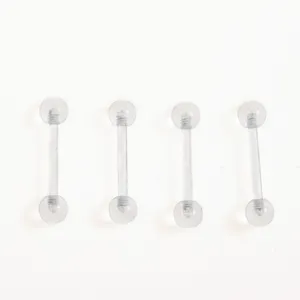 Transparent acrylic body piercing studs clear UV soft bar tongue ring ear jewelry set