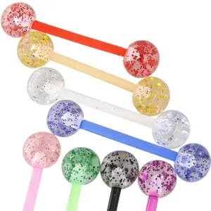 Set di piercing per lingua in acrilico glitterato colorato per uso quotidiano di moda style