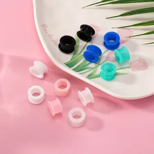 Silicone flesh tunnel ear gauge plug piercing body jewelry colorful minimalist style detail view