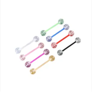 Piercing alla Lingua in Acrilico Glitter Multicolore Geometrico Barra Morbida Piercing al Labbro Sfere di Ricambio Gioielli per il Corpo Unisex