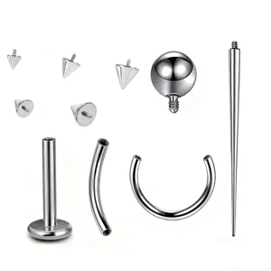 Bijoux de Piercing Corporel en Alliage de Titane G23 Filetage Interne Goujons Lèvres Anneaux Nez Barres Langue