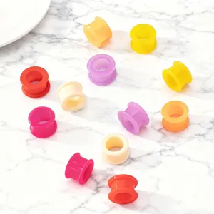 Colorful silicone ear gauges plugs tunnels flexible double flared stretching body piercing jewelry.