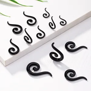 Schwarz Acryl Schnecken Ohr Plugs Fragezeichen Dehnungsstäbe Body Piercing Expander Herren Damen Hip Hop Punk Schmuck
