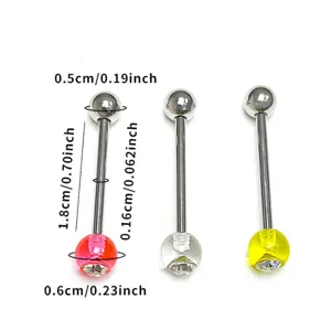 Acrylic crystal tongue ring barbell body piercing jewelry set with vibrant colors