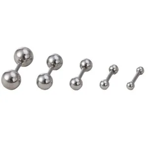 Titanium Straight Barbell Tongue Rings Double Screw Round Ball Stud Piercing Jewelry Nose Lip Nipple Ring For Body Piercing Unisex