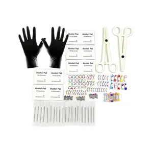 Complete 146 pcs body piercing kit stainless steel navel tongue ring piercing tools