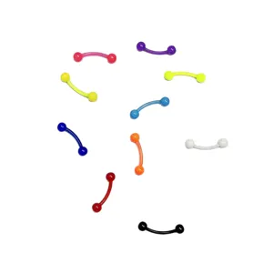 Colorful curved barbell body piercing jewelry set, acrylic eyebrow ring replacements.