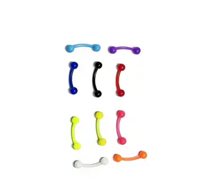 Colorful curved barbell eyebrow rings, acrylic body piercing jewelry set for daily wear.