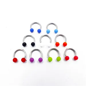 Minimalist Stainless Steel Acrylic Nose Ring Multicolor Geometric Luminous Horseshoe Piercing Stud For Unisex Daily Party Body Jewelry