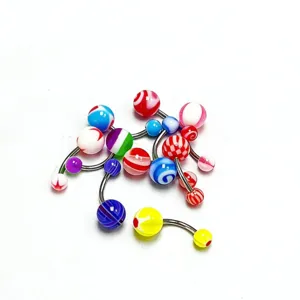 Colorful stainless steel curved barbell body piercing jewelry set for versatile daily wear