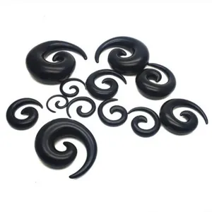 Acrylic spiral ear tapers stretching kit, black body piercing jewelry set for fashion wear main