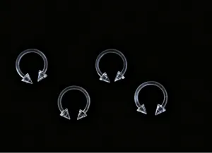 Clear acrylic horseshoe piercing ring detail, transparent body jewelry septum spike.
