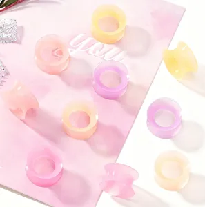 Colorful silicone ear tunnels and plugs gauges body piercing jewelry set for women men