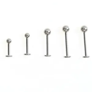 G23 F136 Titanium Internal Thread Flat Back Labret Lip Stud Cartilage Earring Geometric Cone Round Ball Body Piercing Jewelry For Unisex