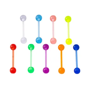 Colorful UV acrylic tongue barbell piercing jewelry set mixed body piercing studs 9pcs