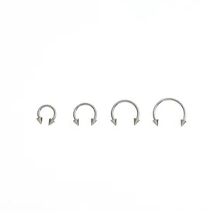 G23 titanium horseshoe ring body piercing jewelry detail view showing four different size options.