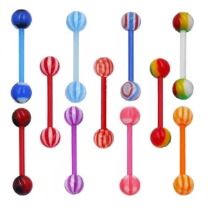 Colorful acrylic tongue rings barbell body piercing jewelry mixed wholesale trendy styles