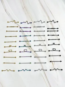 Stainless steel industrial barbell body piercing jewelry, assorted punk style cartilage earrings.