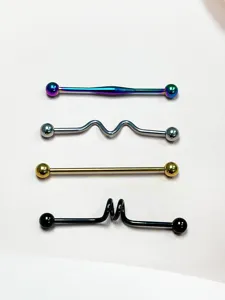 Stainless steel industrial piercing barbells set, punk body jewelry ear cartilage studs.